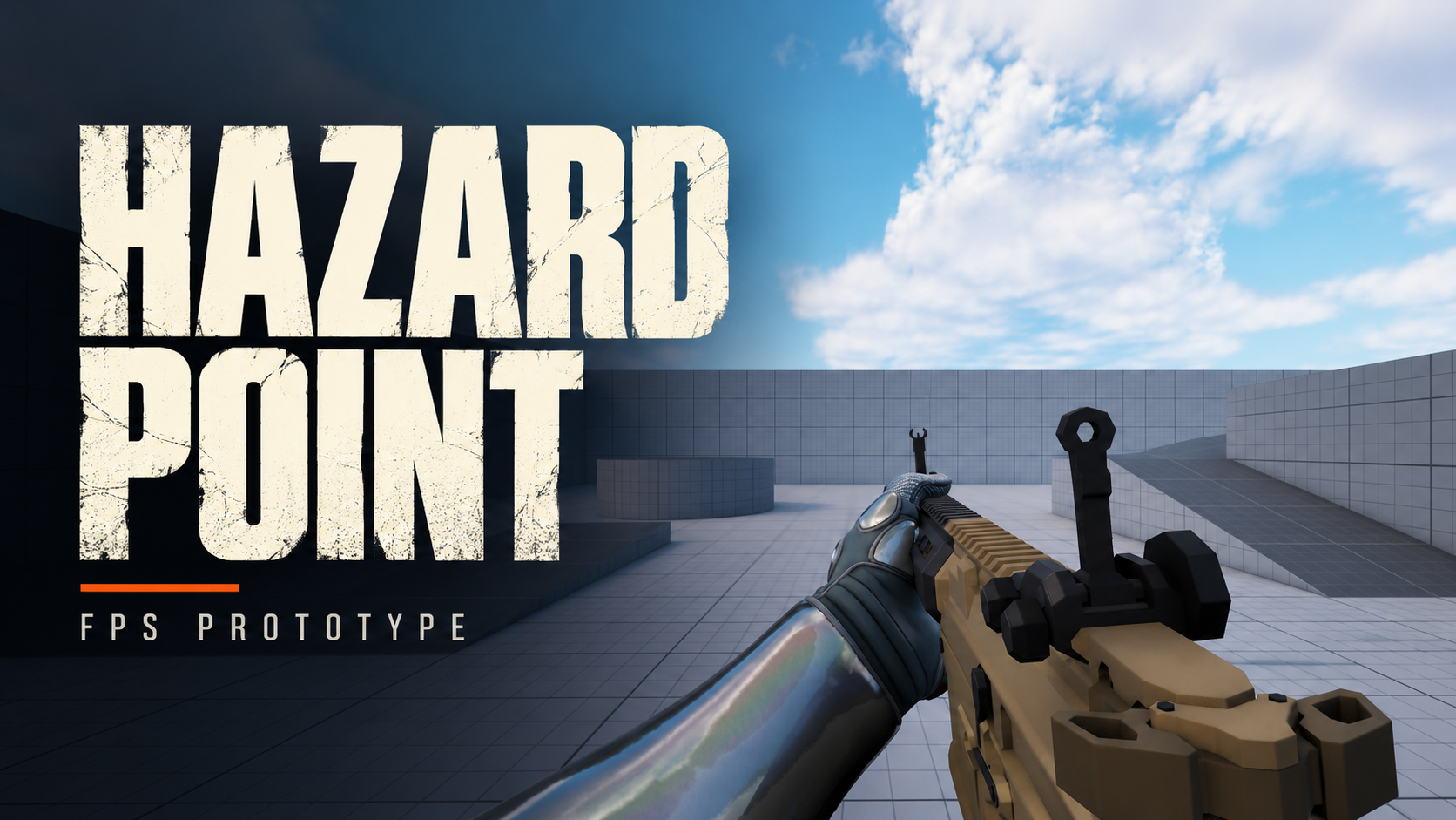 Hazard Point cover with title, arena and first-person rifle